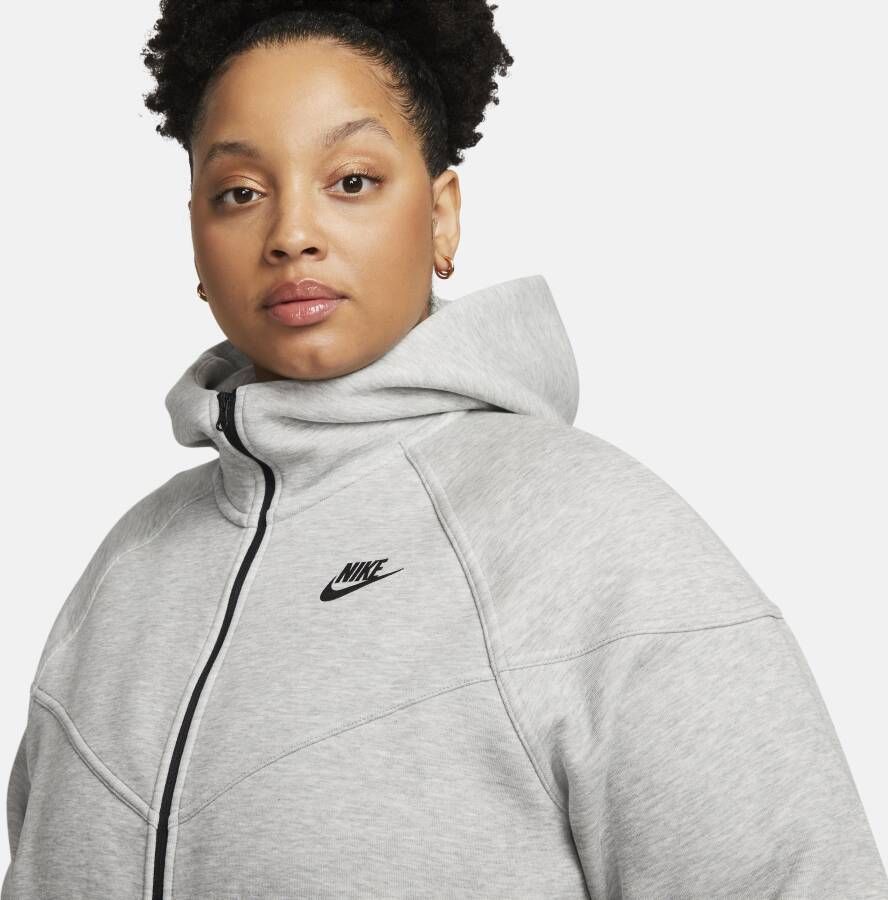 Nike Sportswear Tech Fleece Windrunner Hoodie met rits voor dames (Plus Size) Grijs