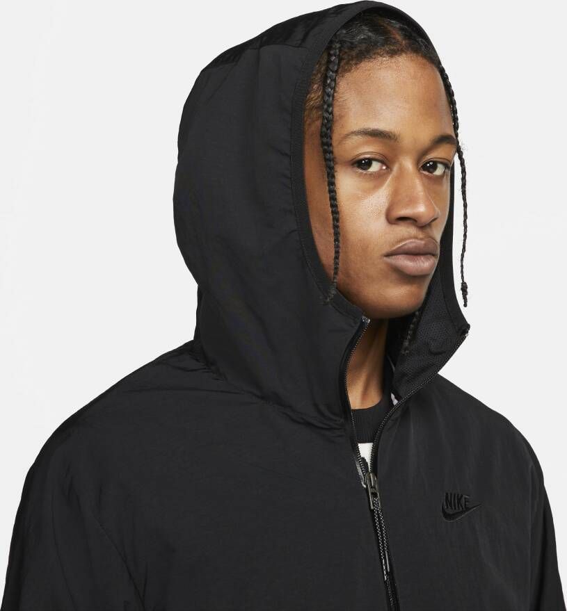 Nike Sportswear Tech Woven Herenjack met capuchon voering en rits over de hele lengte Zwart