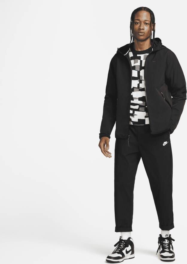 Nike Sportswear Tech Woven Herenjack met capuchon voering en rits over de hele lengte Zwart