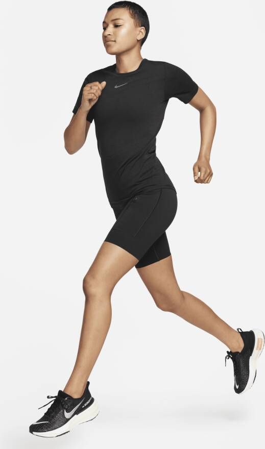 Nike Swift Wool Dri-FIT hardlooptop met korte mouwen voor dames Zwart