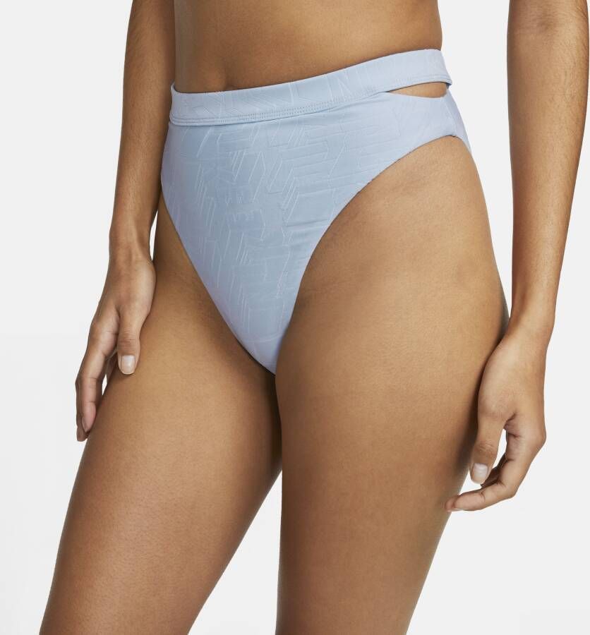 Nike Swim uitgesneden bikinibroekje met hoge taille voor dames Blauw - Foto 2