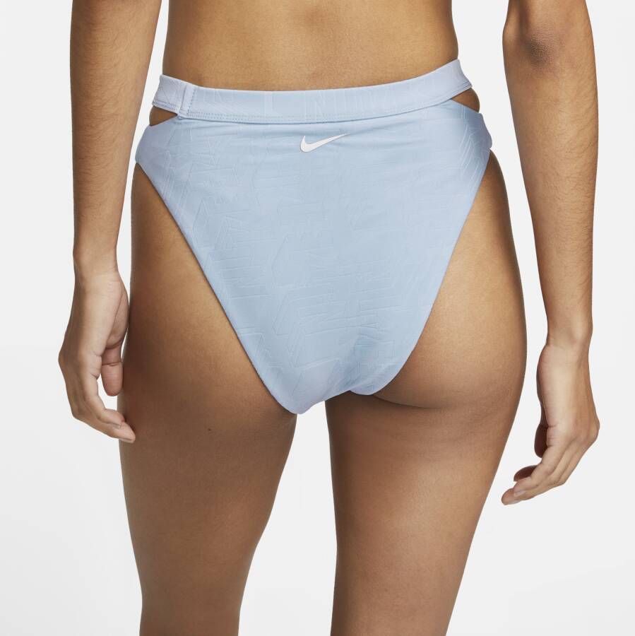 Nike Swim uitgesneden bikinibroekje met hoge taille voor dames Blauw - Foto 3