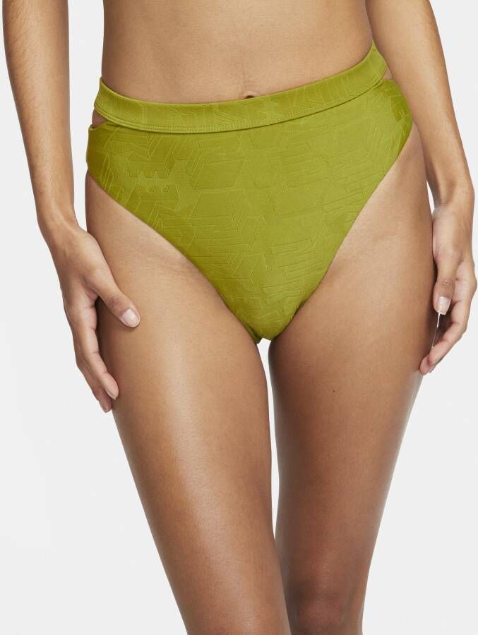 Nike Swim uitgesneden bikinibroekje met hoge taille voor dames Groen - Foto 2