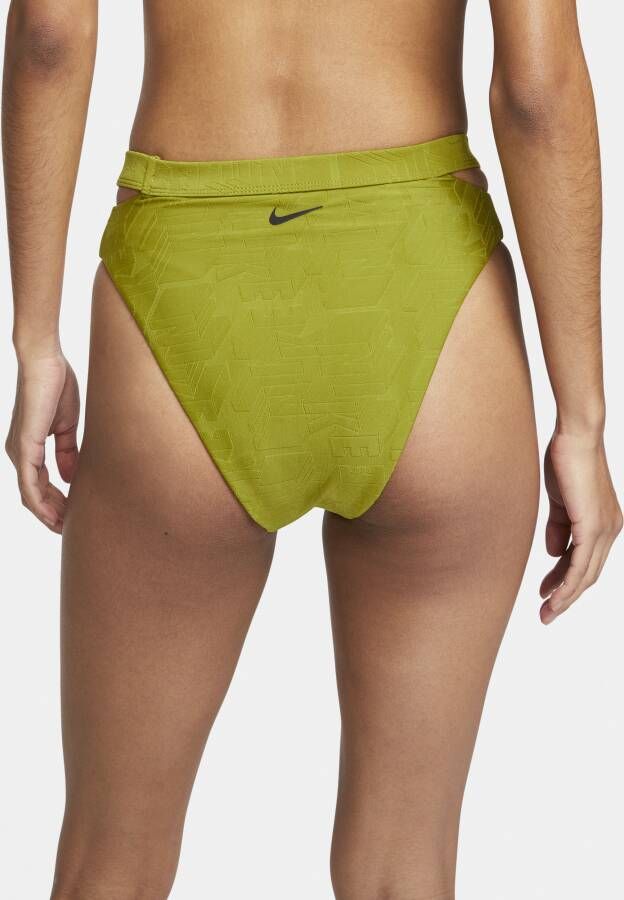 Nike Swim uitgesneden bikinibroekje met hoge taille voor dames Groen - Foto 3