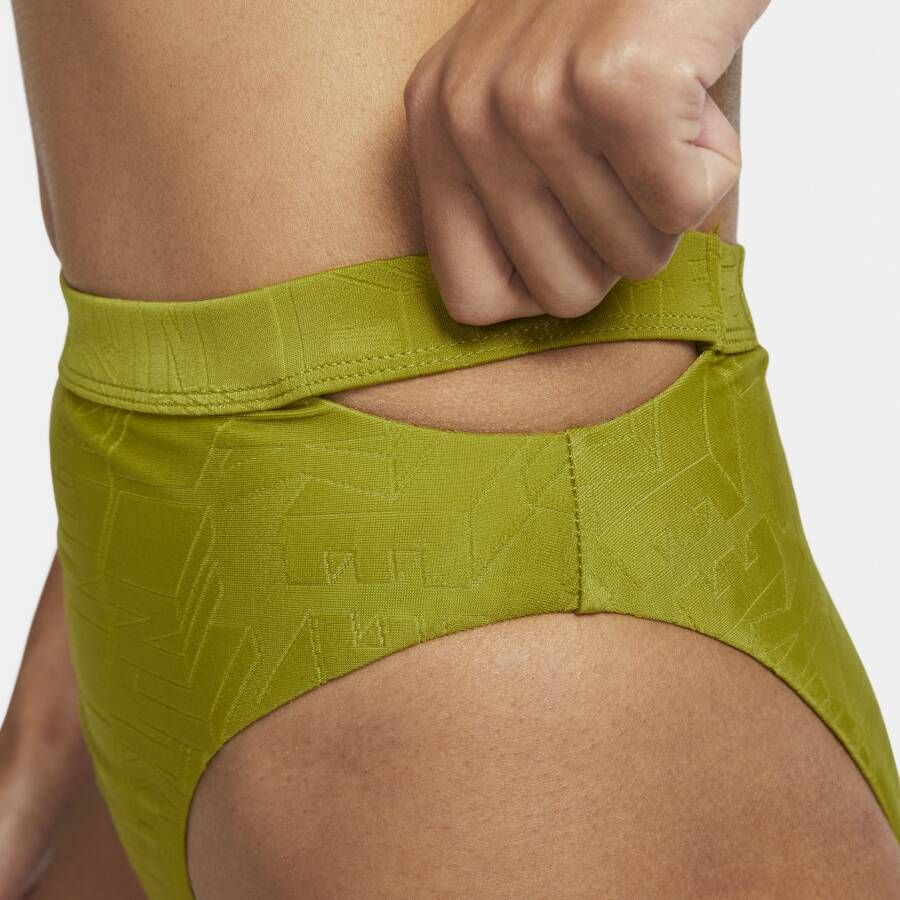 Nike Swim uitgesneden bikinibroekje met hoge taille voor dames Groen - Foto 5
