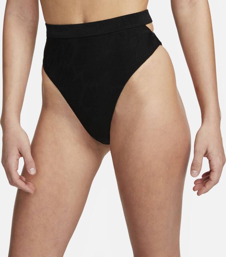 Nike Swim uitgesneden bikinibroekje met hoge taille voor dames Zwart - Foto 2