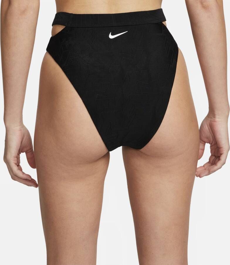 Nike Swim uitgesneden bikinibroekje met hoge taille voor dames Zwart - Foto 3