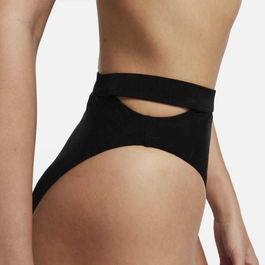 Nike Swim uitgesneden bikinibroekje met hoge taille voor dames Zwart - Foto 4
