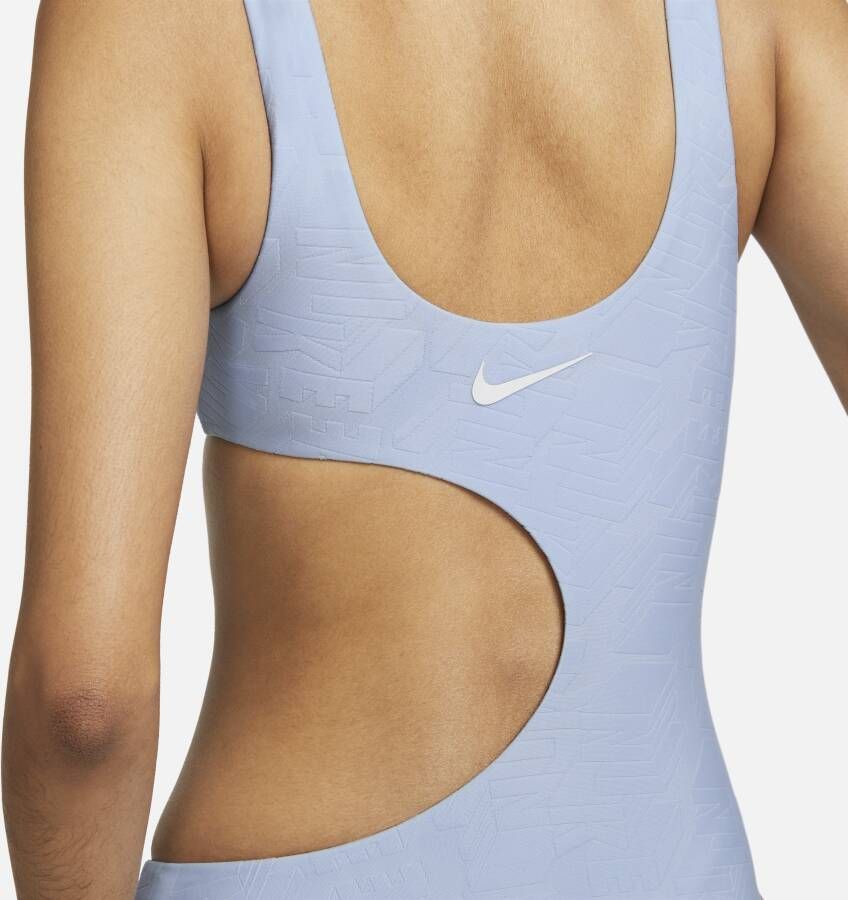 Nike Swim zwempak met uitsneden voor dames (eendelig) Blauw - Foto 4