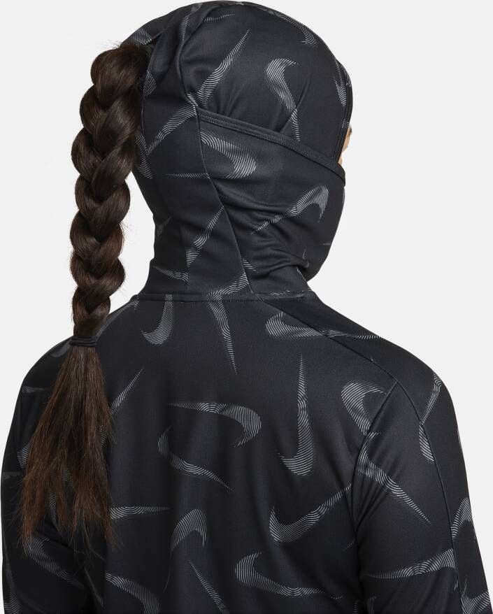 Nike Swoosh hardloopjack met capuchon en print voor dames Zwart