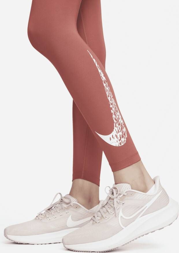 Nike Swoosh Run 7 8-hardlooplegging met halfhoge taille voor dames Rood