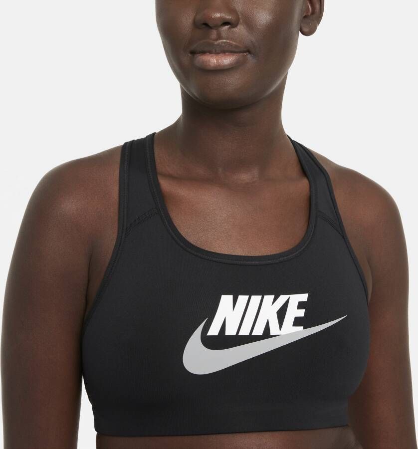 Nike Swoosh Sport-bh met graphic en medium ondersteuning Zwart