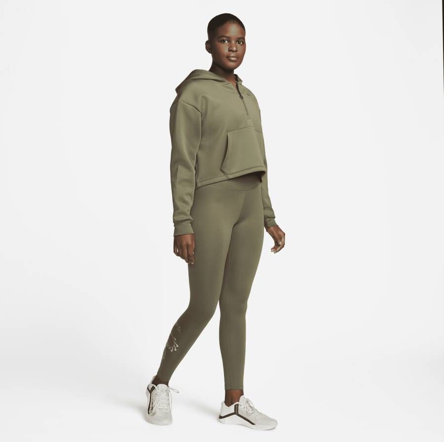 Nike Therma-FIT One Trainingslegging met graphic en halfhoge taille voor dames Groen
