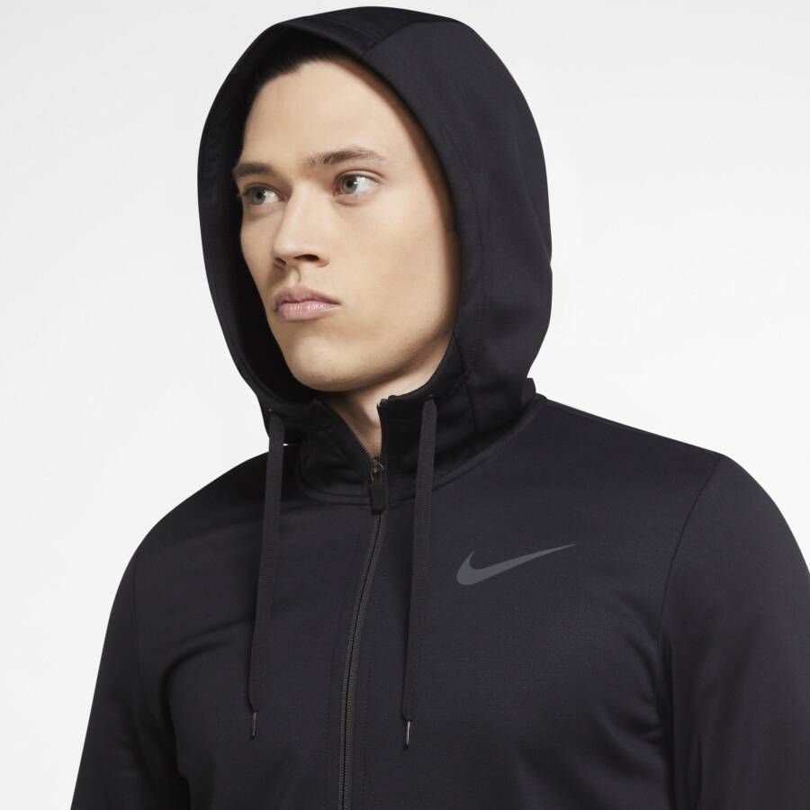 Nike Therma Trainingshoodie met rits voor heren Zwart