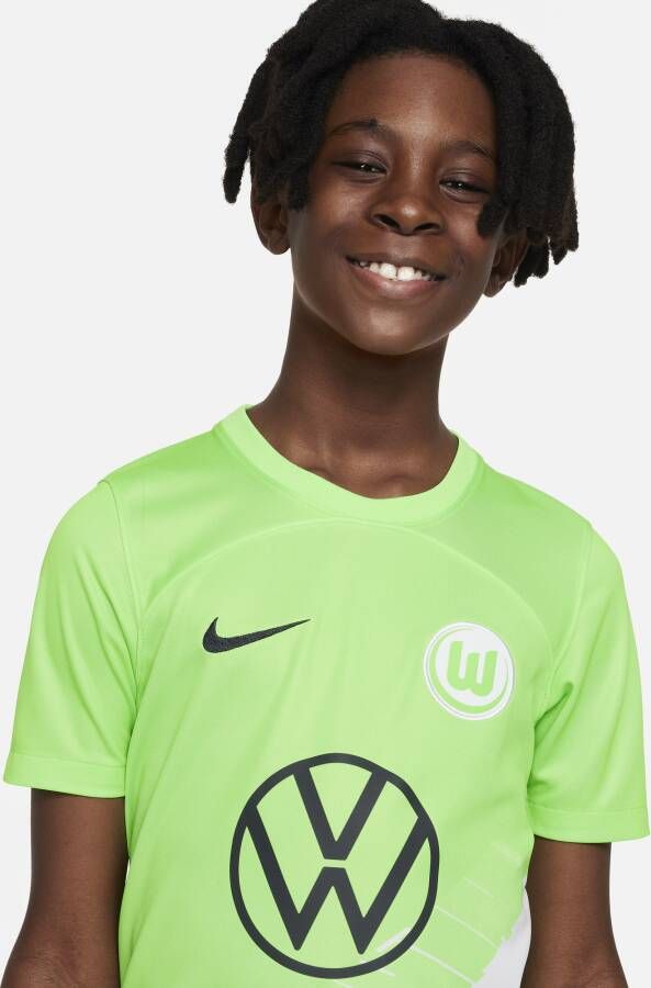 Nike VfL Wolfsburg 2023 24 Stadium Thuis Dri-FIT voetbalshirt voor oudere kids Groen