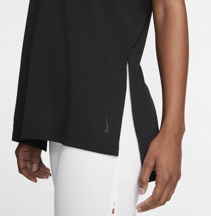 Nike Yoga Damestop met korte mouwen Zwart