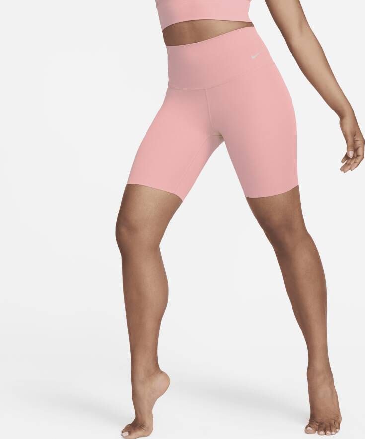 Nike Zenvy Bikeshorts met iets ondersteunende hoge taille voor dames (21 cm) Roze