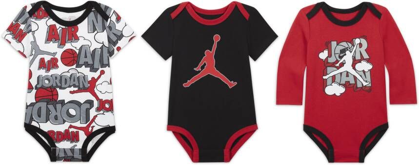 Jordan Air Comic rompertjesset (3 stuks) voor baby's (3-6 maanden) Rood
