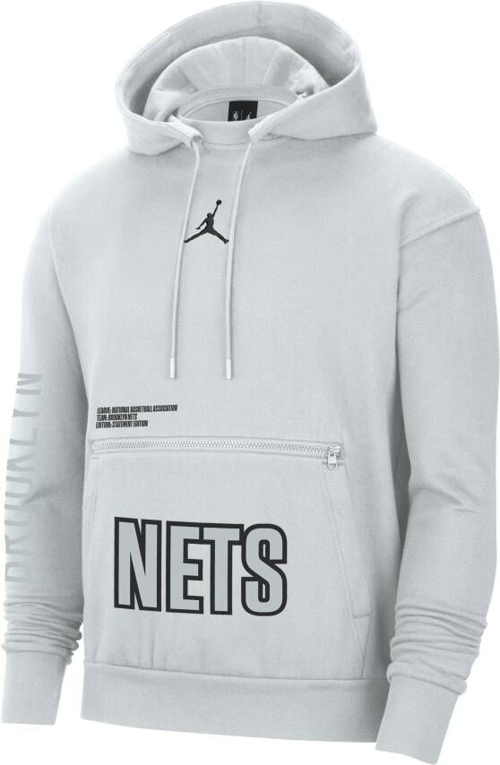 Jordan Brooklyn Nets Courtside Statement Edition NBA-fleecehoodie voor heren Grijs
