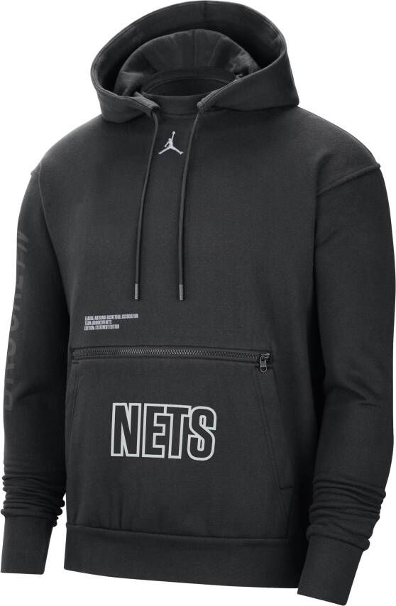 Jordan Brooklyn Nets Courtside Statement Edition NBA-fleecehoodie voor heren Zwart