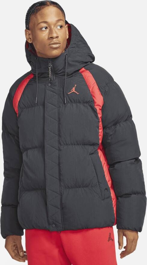 Jordan Zwarte gewatteerde jas met capuchon Black Heren