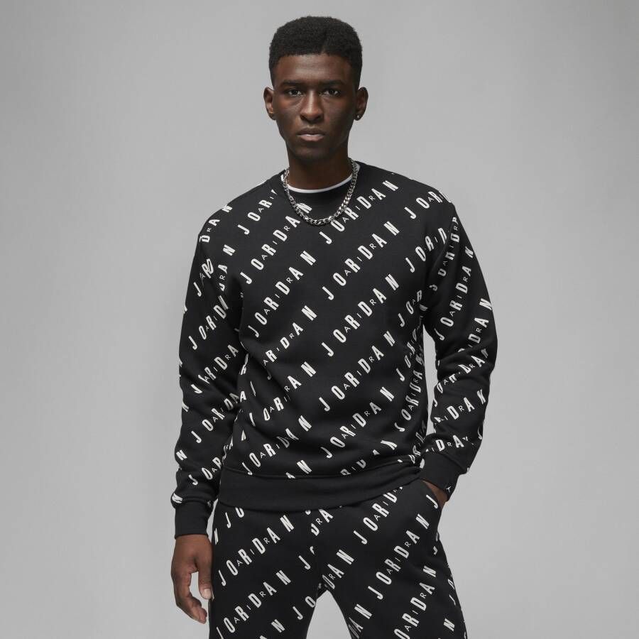 Jordan Essentials Sweatshirt van fleece met ronde hals en graphic voor heren Zwart