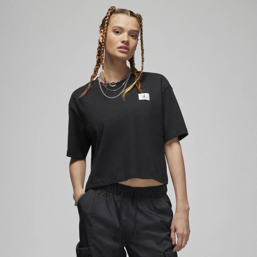 Jordan Essentials T-shirt met recht design voor dames Zwart