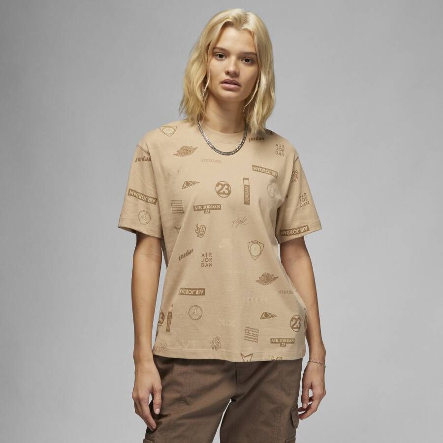 Jordan Flight T-shirt met graphic voor dames Bruin