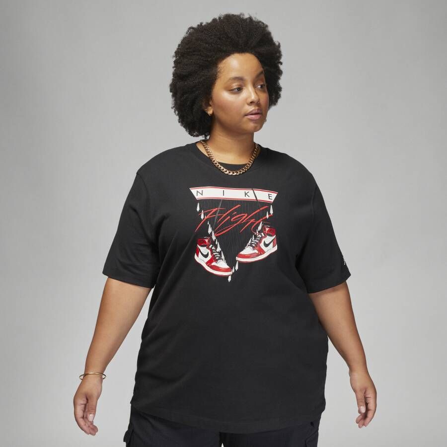 Jordan Flight T-shirt met graphic voor dames (Plus Size) Zwart