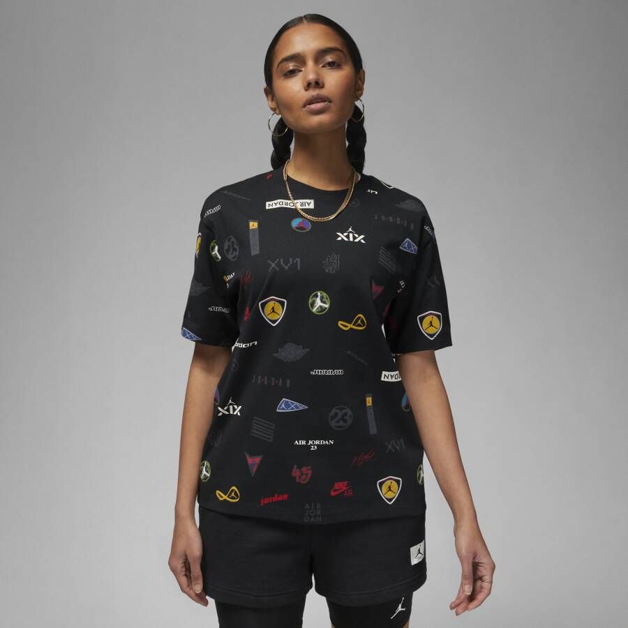 Jordan Flight T-shirt met graphic voor dames Zwart