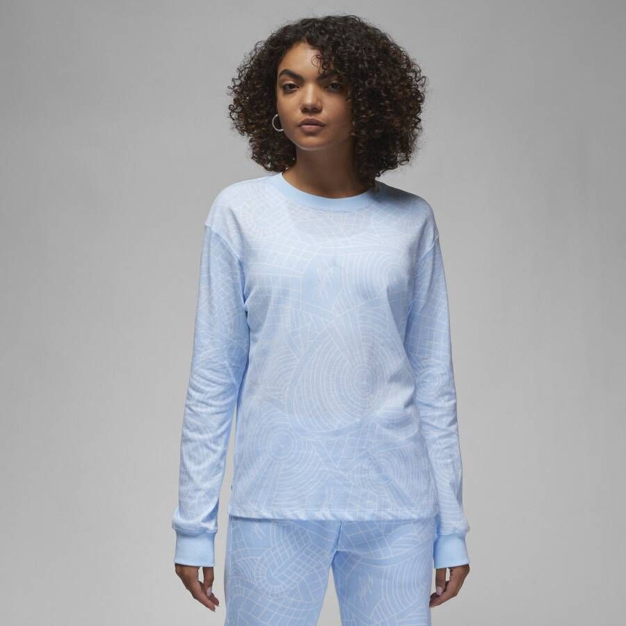 Jordan Flight T-shirt met print en lange mouwen voor dames Blauw