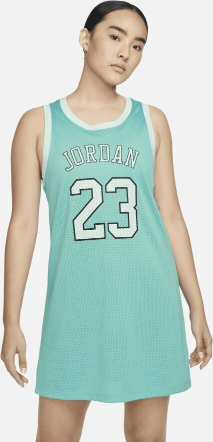 Jordan Mesh Crew Neck Mouwloze Jurk Green Dames