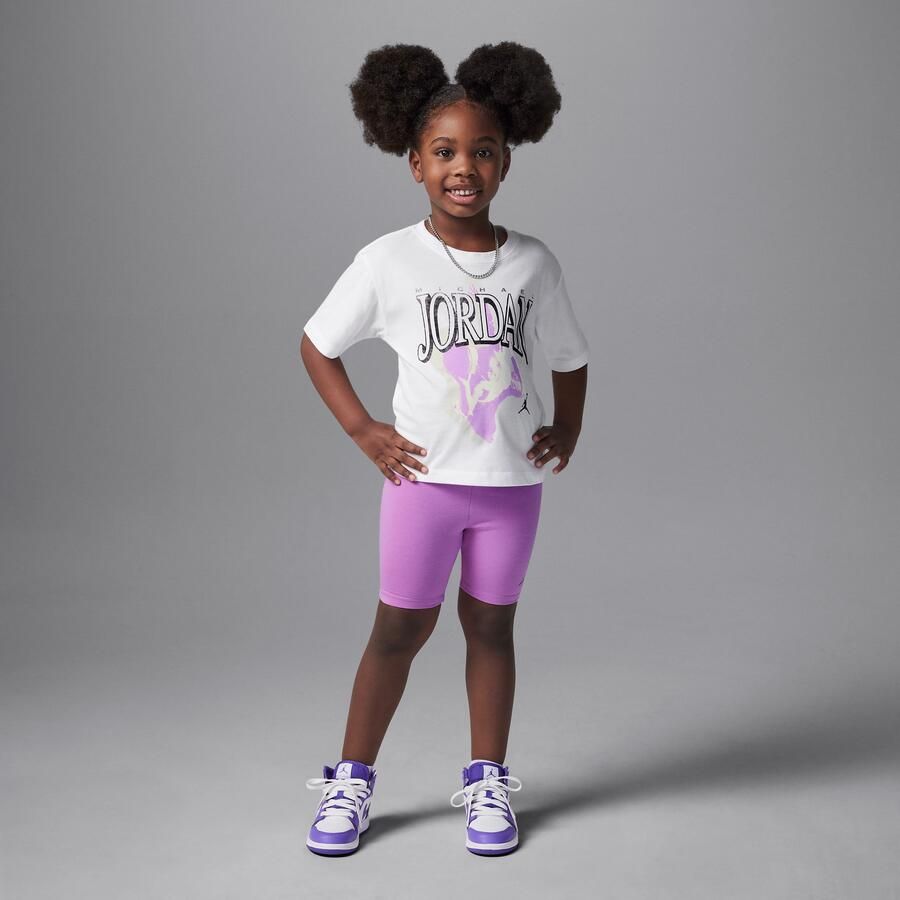Jordan 1984 tweedelige retroset met bikeshorts voor kleuters Paars - Foto 3