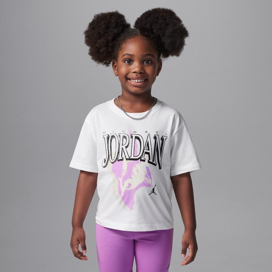 Jordan 1984 tweedelige retroset met bikeshorts voor kleuters Paars