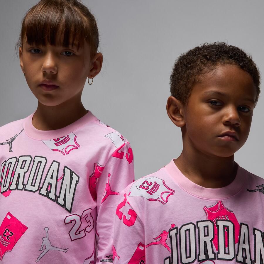 Jordan 23 jersey set met T-shirt met lange mouwen en broek voor kleuters Roze - Foto 2