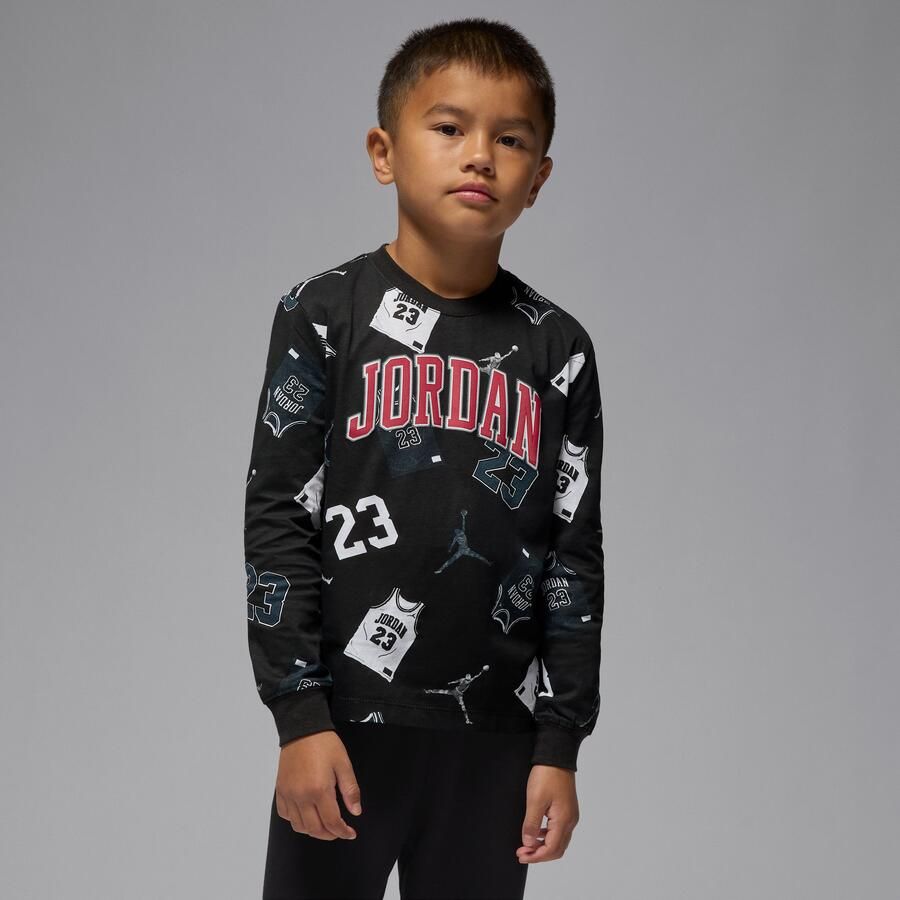 Jordan 23 jersey set met T-shirt met lange mouwen en broek voor kleuters Zwart - Foto 2