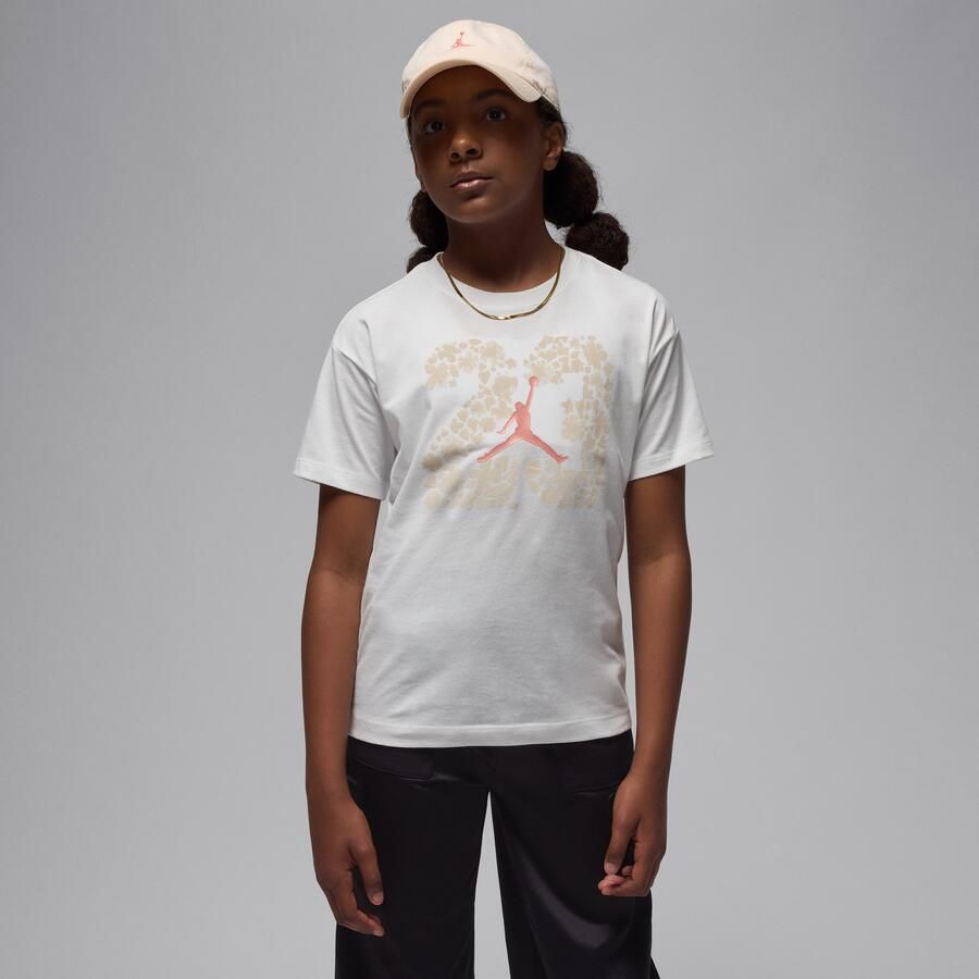 Jordan 23 T-shirt met bloemenprint voor kids Wit - Foto 4