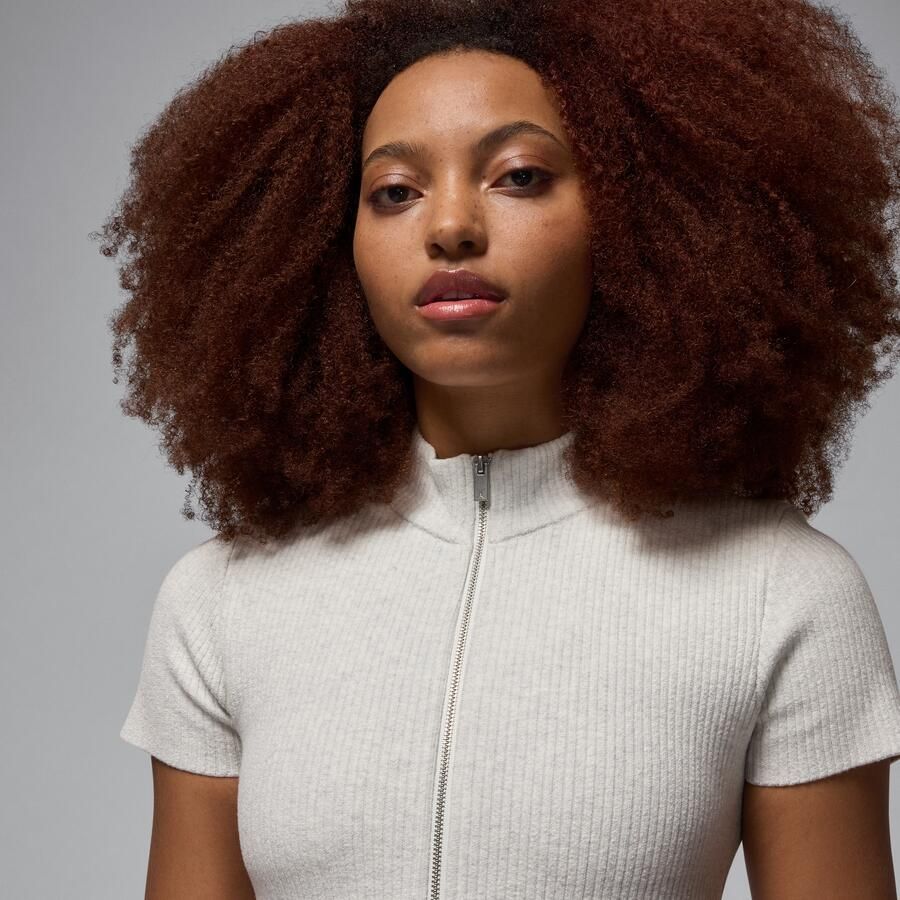 Jordan Air knit damestop met rits over de hele lengte Wit