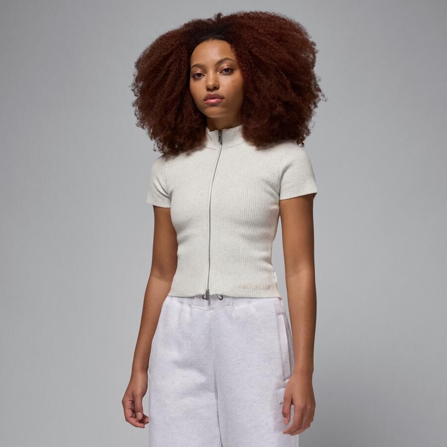 Jordan Air knit damestop met rits over de hele lengte Wit - Foto 3