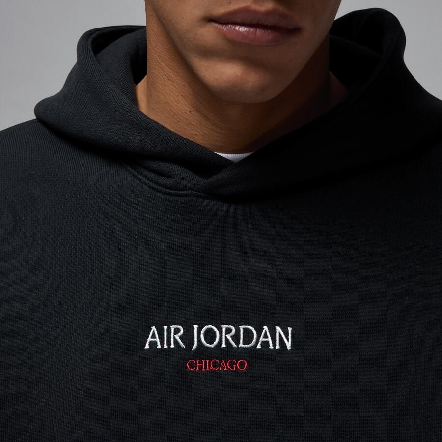 Jordan Air Wordmark Chicago fleecehoodie voor heren Zwart - Foto 2