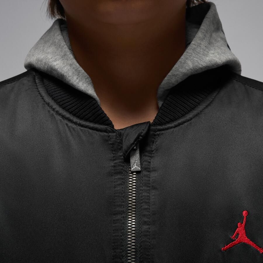 Jordan Bomberjack met capuchon en groot logo voor kids Zwart - Foto 3