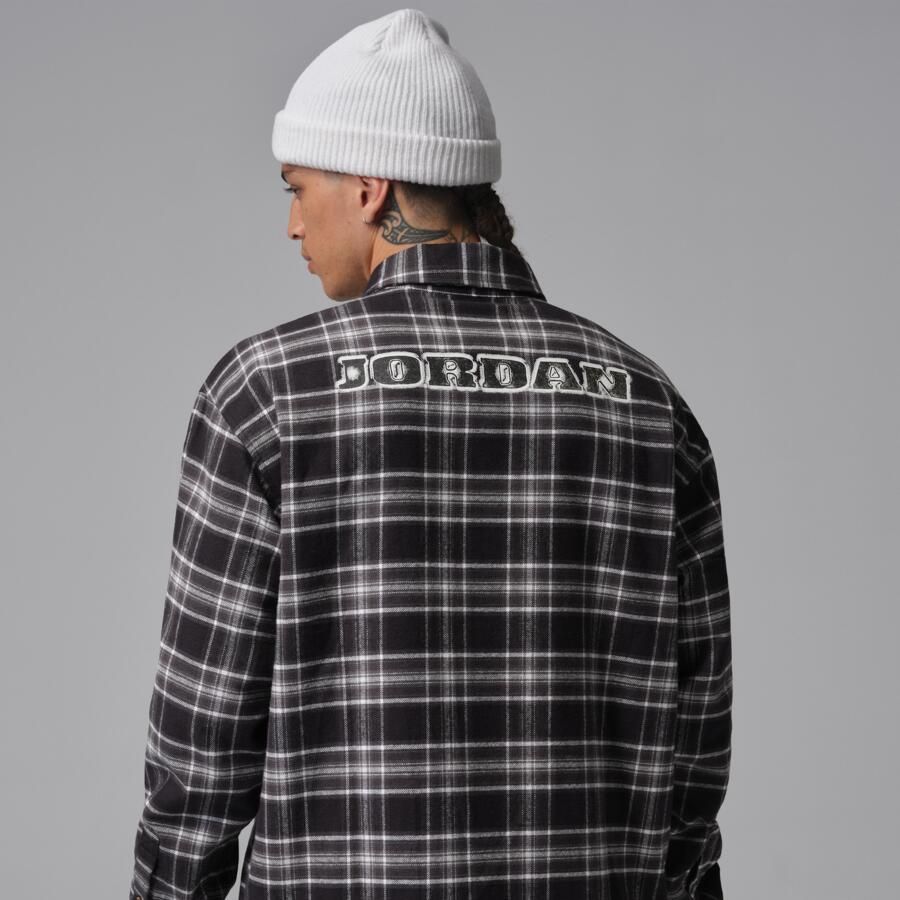 Jordan Brooklyn flanel shirt met graphic voor heren Zwart