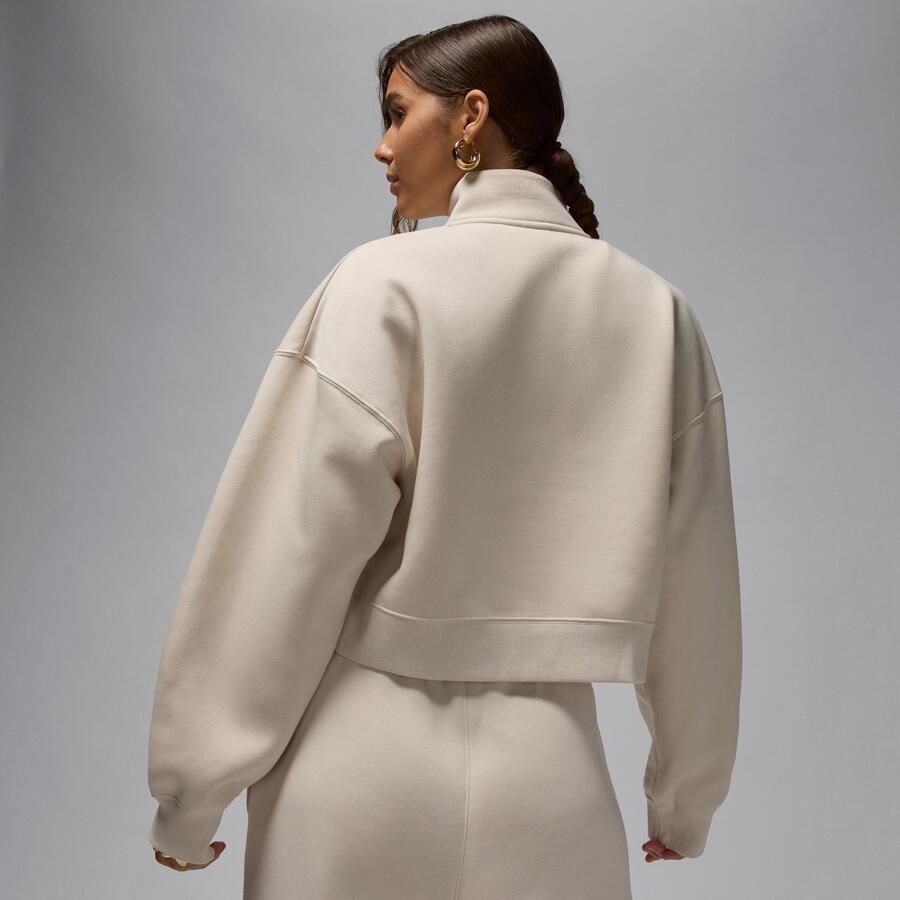 Jordan Brooklyn Fleece damestop met korte rits Bruin