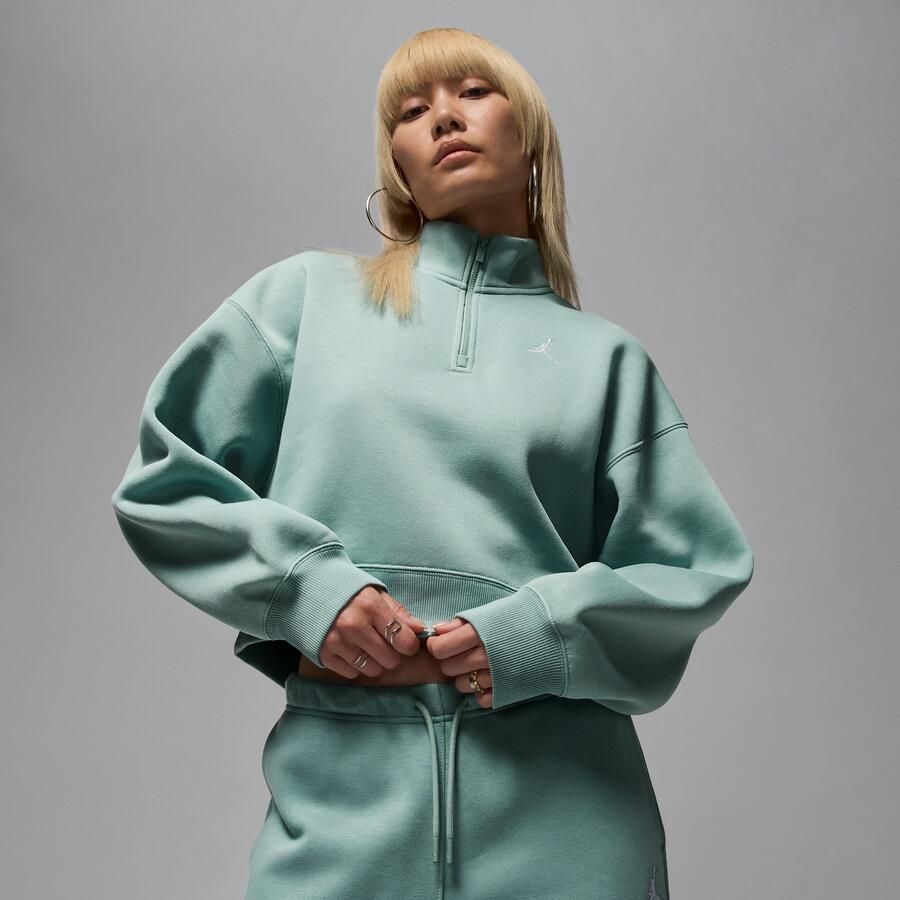 Jordan Brooklyn Fleece damestop met korte rits Groen - Foto 4