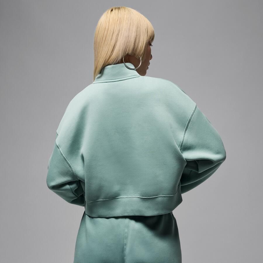 Jordan Brooklyn Fleece damestop met korte rits Groen