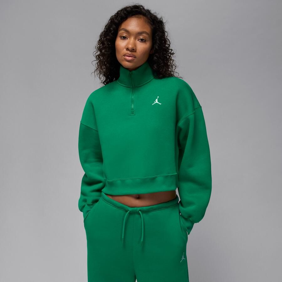 Jordan Brooklyn Fleece damestop met korte rits Groen - Foto 4
