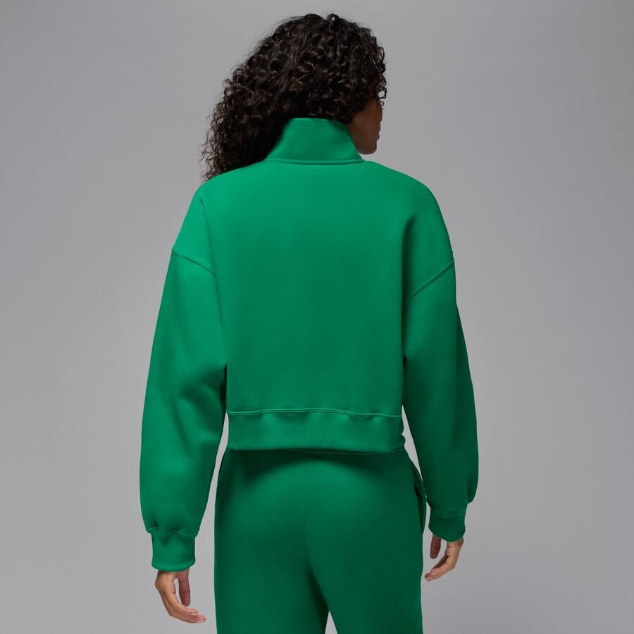 Jordan Brooklyn Fleece damestop met korte rits Groen