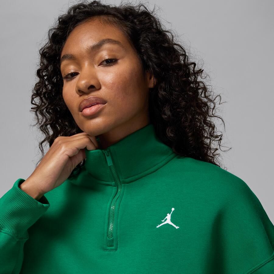 Jordan Brooklyn Fleece damestop met korte rits Groen - Foto 2