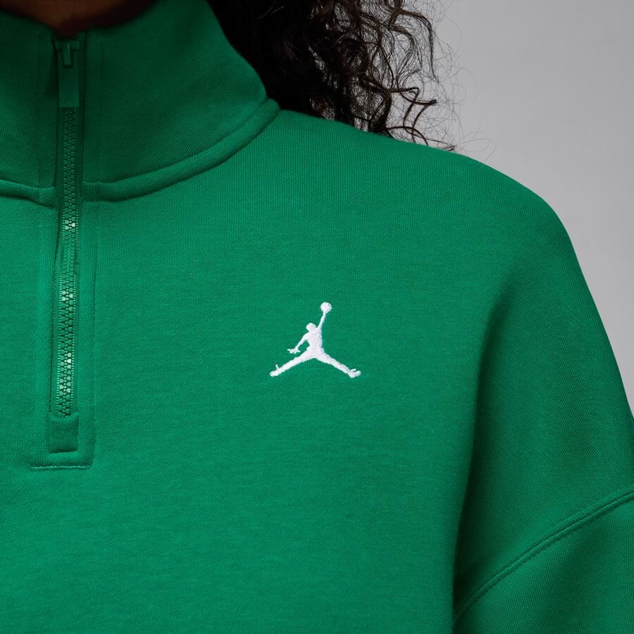 Jordan Brooklyn Fleece damestop met korte rits Groen - Foto 3