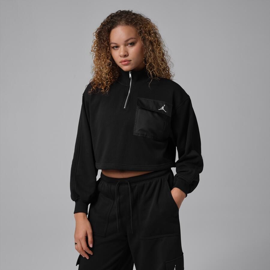 Jordan Brooklyn Fleece Hike Mike damestop met korte rits Zwart - Foto 4